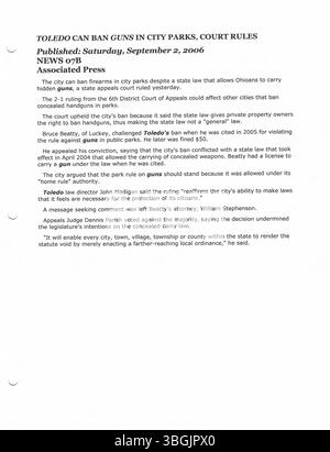 Diese Sammlung enthält Pressemitteilungen aus dem Büro von Bürgermeister Michael B. Coleman im Jahr 2006, die verschiedene Initiativen und politische Angelegenheiten der Stadt thematisieren. Coleman war von 2000 bis 2016 Bürgermeister von Columbus und war der erste afroamerikanische, der das Amt innehatte. Stockfoto