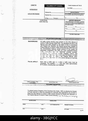 2002 gaben Pressemitteilungen des Büros von Bürgermeister Michael Coleman Einblicke in seine Führung in Columbus, wo er von 2000 bis 2016 tätig war, und leisteten bedeutende Beiträge als erster afroamerikanischer Bürgermeister der Stadt. Stockfoto