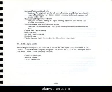 Die Columbus Landnutzungsstudie von 1973 skizziert bestehende Landnutzungsmuster und prognostiziert zukünftige Trends im Columbus Metropolitan Area und analysiert zehn Landnutzungskategorien, darunter Gewerbe, Wohnen, Industrie und Landwirtschaft. Stockfoto