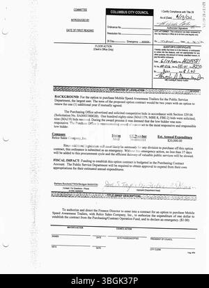 2002 Pressemitteilungen aus dem Büro von Bürgermeister Michael B. Coleman betonen seine Führungsrolle in den Bereichen Transparenz, Stadtentwicklung und Gemeindedienst in Columbus, Ohio. Stockfoto