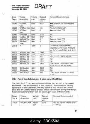 Pressemitteilungen aus dem Büro von Bürgermeister Michael Coleman im Jahr 2003, in denen Stadtprogramme, politische Ankündigungen und Bürgermeisteraktionen ausführlich beschrieben werden, die Columbus Entwicklung und Regierungsführung beeinflussen. Stockfoto