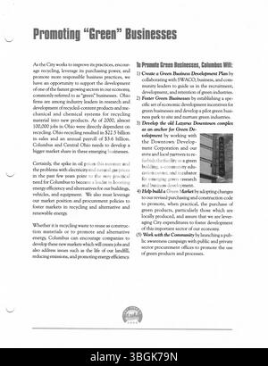 2005 veröffentlichte das Büro des Bürgermeisters Michael Coleman eine Reihe von Pressemitteilungen über seine Leistungen als 52. Bürgermeister von Columbus, Ohio. Von 2000 bis 2016 schrieb er Geschichte als erster afroamerikanischer Bürgermeister und der am längsten amtierende Bürgermeister in Columbus' Geschichte. Stockfoto