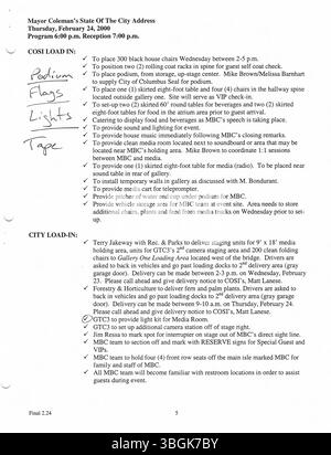 Diese Sammlung enthält Pressemitteilungen des Bürgermeisters Michael Coleman aus dem Jahr 2000. Coleman, der 52. Bürgermeister von Columbus, Ohio, hielt sein Amt vom 1. Januar 2000 bis zum 1. Januar 2016. Er war der erste afroamerikanische Bürgermeister der Stadt und war zuvor Präsident des Stadtrates von Columbus. Im Januar 2014 wurde Coleman der am längsten amtierende Bürgermeister in der Geschichte von Columbus. Stockfoto
