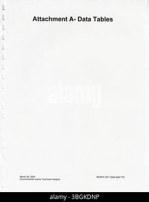 Das Transportation Improvement Program von MORPC für 2004-2007 ist ein umfassender Plan, in dem die Transportverbesserungen aufgeführt sind, die für die Förderfähigkeit der Bundesstaaten in Columbus erforderlich sind. Stockfoto