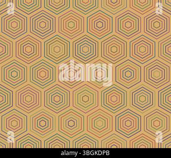 Hintergrund Mit Wabenmuster. Hexagonale, gestapelte Mosaikzellen. Große Sechskantformen. Farbpalette für mehrere Töne. Nahtloses Muster. Stock Vektor