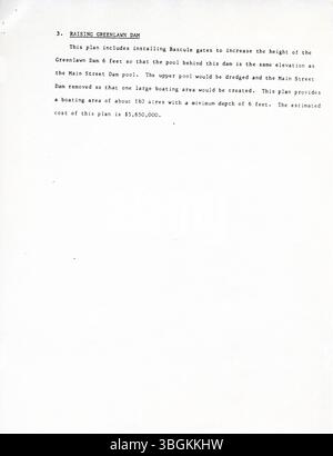 Der Bericht der Riverfront Development Task Force 1984 enthält wichtige Empfehlungen für die Entwicklung eines strategischen Plans für die Riverfront in Columbus, Ohio. Der Plan konzentriert sich auf die städtische Sanierung, nachhaltige Entwicklung und Revitalisierung der Ufergebiete. Stockfoto