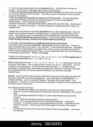 Diese Serie von 2003 Pressemitteilungen aus dem Büro von Bürgermeister Michael Coleman zeigt seine politischen Erfolge, einschließlich seiner Amtszeit als erster afroamerikanischer Bürgermeister von Columbus und seiner Amtszeit als Stadtrat. Stockfoto