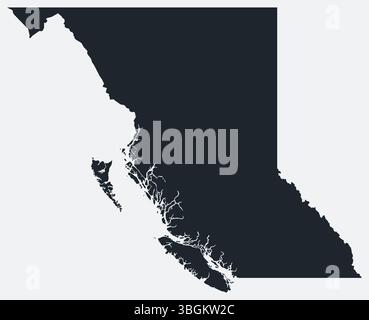 Karte von British Columbia. Nur eine einfache Grenzkarte. Form der Provinz. Flache, leere Umrisse von British Columbia. Abbildung der Vektorbegrenzung. Stock Vektor