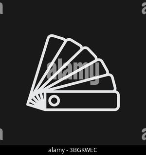 Fächer von Farbfeldern oder Farbmustern auf schwarzem Hintergrund, die Design, Farbpalette oder Auswahl, Symbol für weiße Kontur darstellen Stock Vektor
