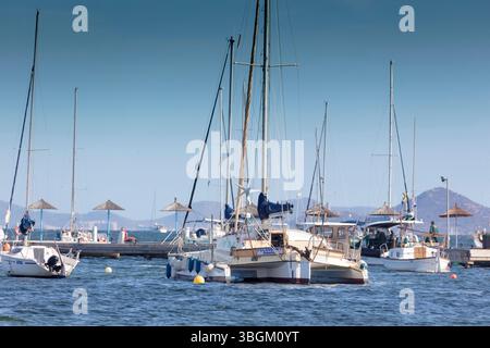 Boote, Steg, Mar Menor, Santiago de la Ribera, San Javier, autonome Region Murcia, Spanien, Stockfoto