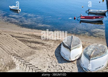 Playa Barnuevo, Boote, Idyll, Santiago de la Ribera, Mar Menor, autonome Region Murcia, Spanien, Stockfoto