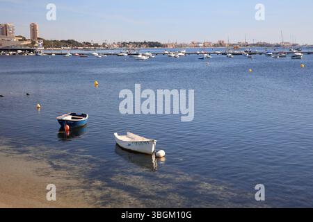 Playa Barnuevo, Boote, Idyll, Santiago de la Ribera, Mar Menor, autonome Region Murcia, Spanien, Stockfoto