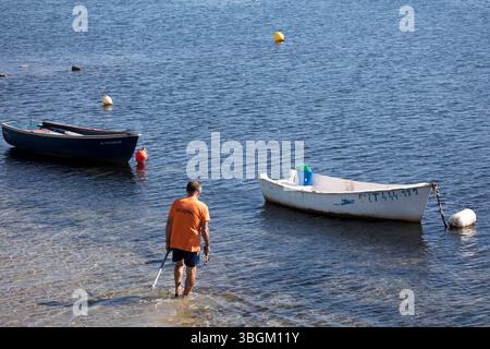 Playa Barnuevo, Boot, Fischer, Idyll, Santiago de la Ribera, Mar Menor, autonome Region Murcia, Spanien, Stockfoto