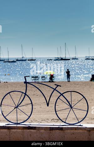 Playa de Colon, Strand, Boote, Santiago de la Ribera, Mar Menor, autonome Region Murcia, Spanien, Stockfoto