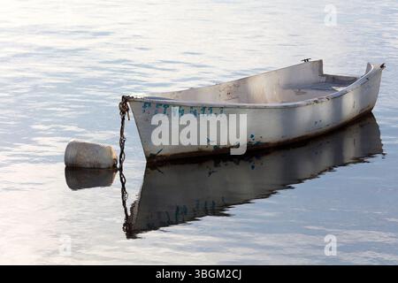Boot, Hintergrundbeleuchtung, Idylle, Stillleben, Mar Menor, Santiago de la Ribera, San Javier, autonome Region Murcia, Spanien, Stockfoto