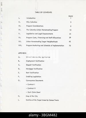 Dieser Teil des Columbus Urban Homestead Program von 1975 konzentriert sich auf die Restaurierung verlassener und leerer HUD-Grundstücke durch Investitionsanreize zur Wiederbelebung von Stadtvierteln. Stockfoto