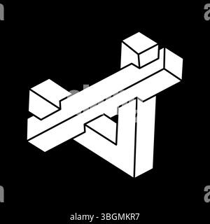 Optische Täuschung. Unmögliche Formen. Figur mit heiliger Geometrie. Abstraktes ewiges geometrisches Objekt. Optische Kunst. Escher-STYLE. Stock Vektor
