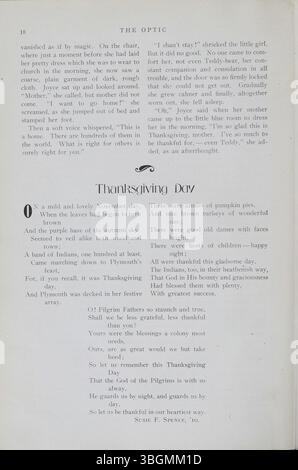 Das Jahrbuch „The Optic“ aus dem Jahr 1907-1908 zeigt die Geschichte der South High School und zeigt ihre zahlreichen Umzüge, von der Ohio Avenue Elementary im Jahr 1895 bis zum vierten Gebäude in der 1160 Ann Street. Dieses Jahrbuch dokumentiert den Übergang der Schule von den ersten Jahren zu ihrer Verlegung und Wiedereröffnung 2009 nach einer Renovierungszeit. Stockfoto