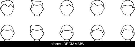 Hairstylen Für Männer, Outline-Symbol Set. Verschiedene Männer Haircuts Symbol Kollektion. Friseur, Pflege Und Stil. Bearbeitbare Kontur. Isolierter Vektor Stock Vektor