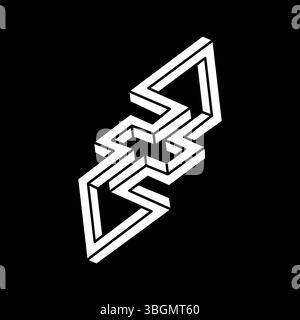 Optische Illusionsfigur. Unmögliche Objekte. Geometrische Linienform. Stock Vektor