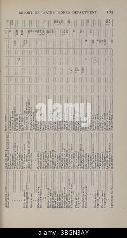 Diese Seite des Jahresberichts der Stadt Columbus 1895-1896 enthält detaillierte Aufzeichnungen über die Einnahmen und Ausgaben der Stadt. Stockfoto