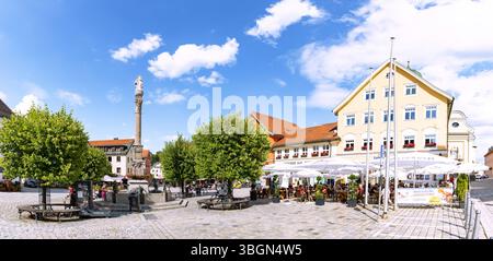 Marienplatz mit Mariensäule in Immenstadt im Allgäu in Bayern Stockfoto
