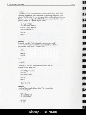 Die 1996 von der Stadt Columbus in Auftrag gegebene und vom Strategieteam durchgeführte Studie zur Kundenzufriedenheit misst die Zufriedenheit der Öffentlichkeit mit kommunalen Dienstleistungen. Es liefert Daten, die als Grundlage für Serviceverbesserungen, politische Entscheidungen und Budgetplanung für das kommende Jahr dienen. Dieser Bericht setzt die Arbeit der Studien von 1994 und 1995 fort und hebt Trends bei den Bedürfnissen und Erwartungen der Bürger hervor. Stockfoto