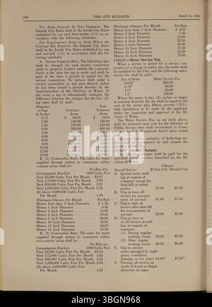 Dieses Columbus City Bulletin von 1964 enthält Notizen des öffentlichen Dienstes, Kaufaktivitäten, stadtratsverfahren und Werbung für städtische Angebote, die alle unter der Aufsicht des Stadtschulers veröffentlicht wurden. Stockfoto