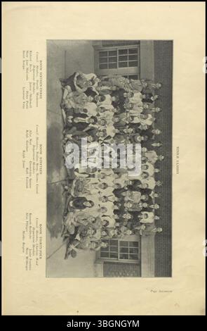 Diese Seite aus dem Jahrbuch 1926 der Crestview Junior High School mit dem Titel The Crest-View-Point dokumentiert die Details von Studenten und Dozenten. Die Schule wurde ursprünglich 1915 erbaut, 1926 wurde sie erweitert. 2009 wurde sie in Indianola Informal School umbenannt. Stockfoto