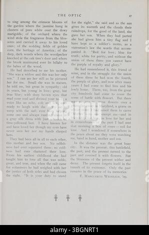 Die 1907-1908 erschienene Ausgabe von The Optic, Jahrbuch der South High School, beleuchtet die frühen Jahre der Schule in Columbus, Ohio. Das erste Gebäude der South High wurde 1895 errichtet, die Schule zog 1900 in die Deshler Avenue. Das Jahrbuch zeigt Schülerleben, Klassenfotos und wichtige Schulveranstaltungen aus dieser Zeit und markiert den Beginn des Vermächtnisses der South High in Columbus. Stockfoto