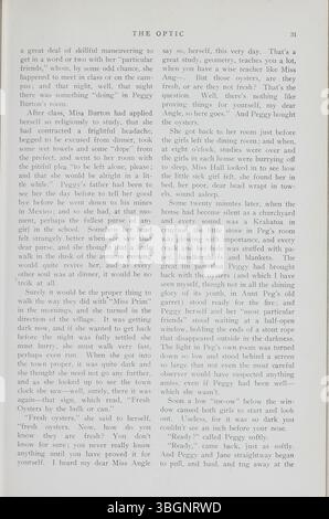 Das Jahrbuch „Optic“ aus dem Jahr 1907-1908 erfasst die frühe Geschichte der South High School in Columbus, Ohio. Das Jahrbuch gibt Einblicke in die Entwicklung der Schule, von ihrem temporären Standort in der Ohio Avenue Elementary School (1895–1897) bis zum permanenten Gebäude in der 345 Deshler Avenue im Jahr 1900. Stockfoto