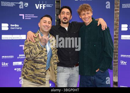Sammy Amara, Eko Fresh und Tim Bendzko bei der Verleihung von der Deutsche Entertainment Award am 5.06.2025 im Harbour Club Köln Stockfoto