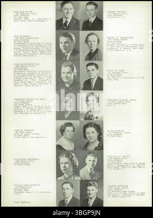 Das Jahrbuch „Polaris Memory Book“ von 1936 der North High School enthält eine Inschrift von Pauline J Bryant. Das Jahrbuch, das von Journalismusstudenten zusammengestellt wurde, gibt Einblicke in das Studentenleben an der North High, die von 1924 bis 1979 betrieben wurde. Stockfoto