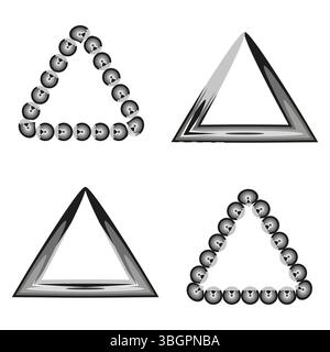 Dreieck-Symbolgruppe. Abstrakte Blasensymbole. Kreisförmige Formen. Geometrische Vektorformen. Stock Vektor