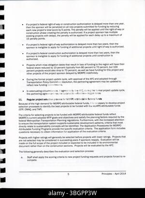 Das Transportation Improvement Program (TIP) von 2015, das von der MORPC (Mid-Ohio Regional Planning Commission) entwickelt wurde, beschreibt die Verkehrsprojekte für die Jahre 2016 bis 2019. Die SPITZE stellt sicher, dass die Region Columbus die Bundesvorschriften erfüllt, um die Finanzierung des Bundesverkehrs für Infrastrukturverbesserungen und -Erschließungen zu sichern. Stockfoto