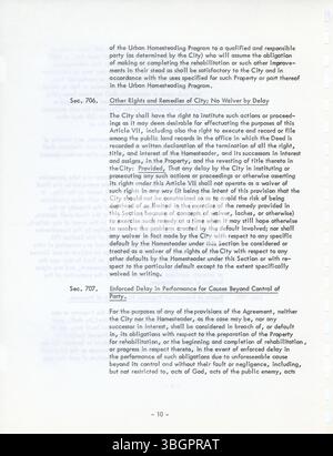 Das Columbus Urban Homestead Program von 1975 zielte darauf ab, den urbanen Verfall umzukehren, indem Investitionen in verlassene Grundstücke, insbesondere in HUD-eigene Gebäude, gefördert wurden, um Stadtviertel in Columbus wiederzubeleben. Stockfoto