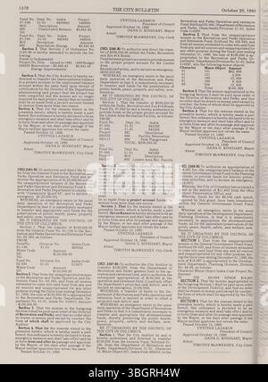 Diese Ausgabe des Columbus City Bulletins 1990 enthält stadtratsverfahren, Verordnungen, Aktualisierungen des öffentlichen Dienstes, Ausschreibungen, Vorschläge, und Berichte aus den Stadtbehörden. Stockfoto