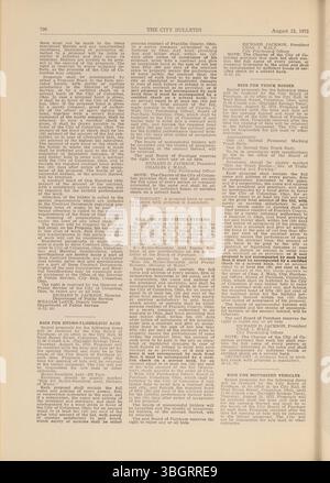 Das Columbus City Bulletin von 1972, das vom Stadtschreiber betreut wird, enthält detaillierte Aufzeichnungen über die Beratungen der Stadt, Verordnungen, Beschlüsse, Angebote, Vorschläge, öffentliche Dienstvermerke und die Tätigkeiten des Kaufausschusses. Stockfoto