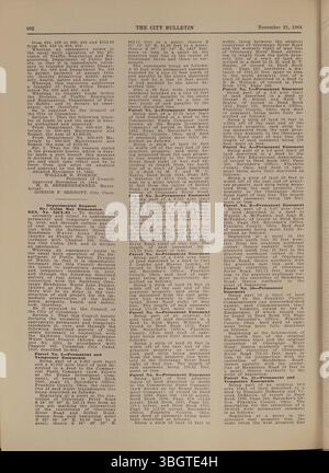 Das Columbus City Bulletin von 1964, unter der Leitung des stadträts, enthält Beratungen des stadtrates, Ausschreibungen, Vorschläge, Verordnungen, Entschließungen, Aktualisierungen des öffentlichen Dienstes und Aktivitäten des Kaufausschusses. Stockfoto