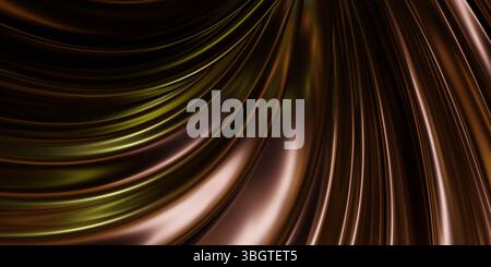 Elegante, fließende Stoffstruktur in Braun und Gold Stockfoto