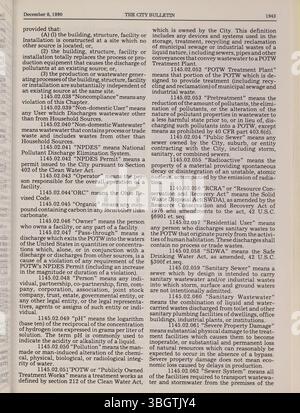 Das Columbus City Bulletin von 1990 enthält wichtige Dokumente wie stadtratsverfahren, Verordnungen, Werbung für Stadtvorschläge, Updates des öffentlichen Dienstes und offizielle Berichte über Stadtabteilungen. Stockfoto