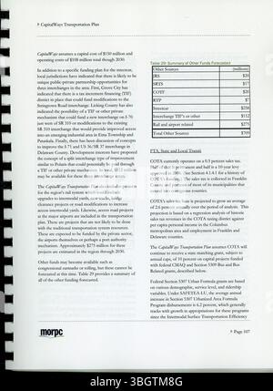 Der CapitalWays Transportation Plan, der von MORPC entwickelt wurde, beschreibt Strategien für das Transportsystem Central Ohio bis 2030. Der Plan basiert auf einer Prognose für das Bevölkerungswachstum und umfasst Projekte und Strategien zur Verbesserung der Mobilität, des Güterverkehrs und der Infrastruktur in der gesamten Region. Stockfoto
