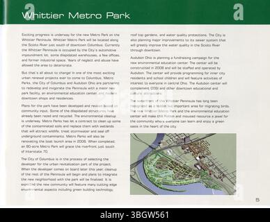 Der Columbus Metro Parks Jahresbericht für 2005 beleuchtet die Aktivitäten und Ziele von Metro Parks, einer politischen Unterteilung von Ohio, die geschaffen wurde, um natürliche Ressourcen zu erhalten und öffentliche Parks bereitzustellen. Sie wurde 1945 gegründet und ist unabhängig von anderen Regierungseinheiten und arbeitet unter Ohio Revised Code Section 1545. Stockfoto