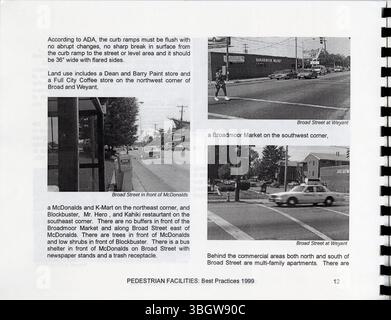 Dieser Leitfaden für 1999 vermittelt den lokalen Gemeinschaften Best Practices für die Erstellung oder Verbesserung von Fußgängerprogrammen, indem häufige Probleme wie Sicherheit, Zugänglichkeit und Infrastrukturmängel in Fußgängereinrichtungen behandelt werden. Stockfoto