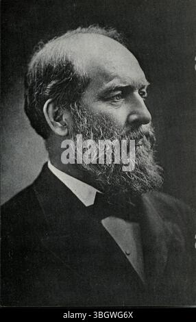 Dieses Foto aus dem Jahr 1880 zeigt Präsident James A. Garfield, wie er während seiner kurzen Präsidentschaft auftritt. Garfield, ein Bürgerkriegsgeneral und langjähriger Kongressabgeordneter, wurde 1880 gewählt und nach nur vier Monaten im Amt ermordet. Stockfoto