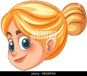 Lächelndes Mädchen mit blauen Augen und blonden Haaren Stock Vektor