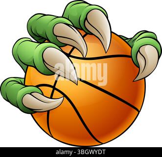 Basketball Ball Kralle Cartoon Monster Animal Hand Stock Vektor
