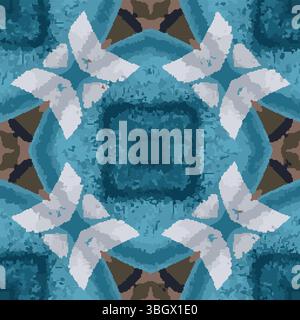 Türkisfarbener Weißer Stern Kaleidoskop Vektor Stock Vektor