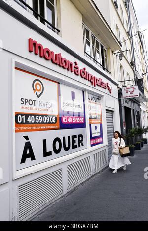 Laden zum Mieten in der Straße von Paris - Frankreich Stockfoto