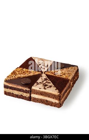 Verwöhnen Sie sich mit diesen exquisiten Schokoladenscheiben, die mit reichhaltigen Aromen verblüffen Stockfoto